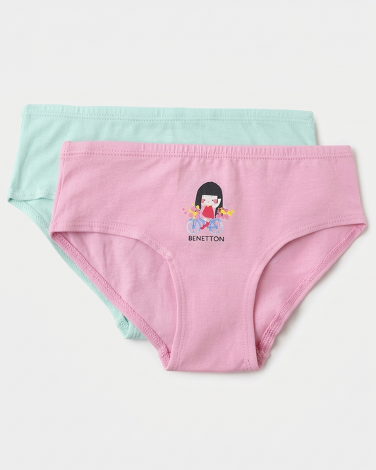 Benetton Girls Cotton Elastane Panty Pack 23P3096ucg02i | 93% Cotton 7% Elastane Kids Underwear 901
