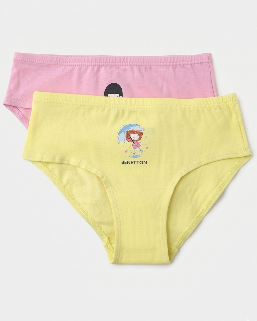 Benetton Girls Cotton Elastane Panty Pack 23P3096ucg02i | 93% Cotton 7% Elastane Kids Underwear 903