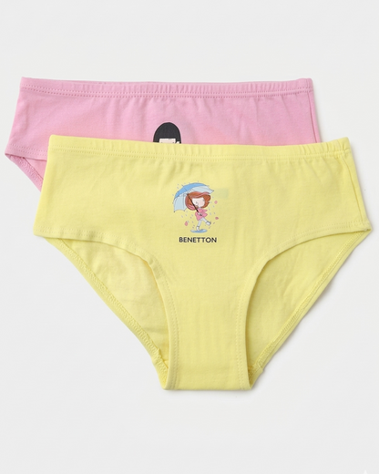 Benetton Girls Cotton Elastane Panty Pack 23P3096ucg02i | 93% Cotton 7% Elastane Kids Underwear 903