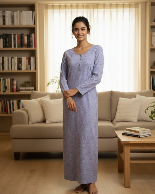 Vieviana Women’s Nighty | Soft Full-Length Nightwear | Comfortable Sleep Dress | EV18101