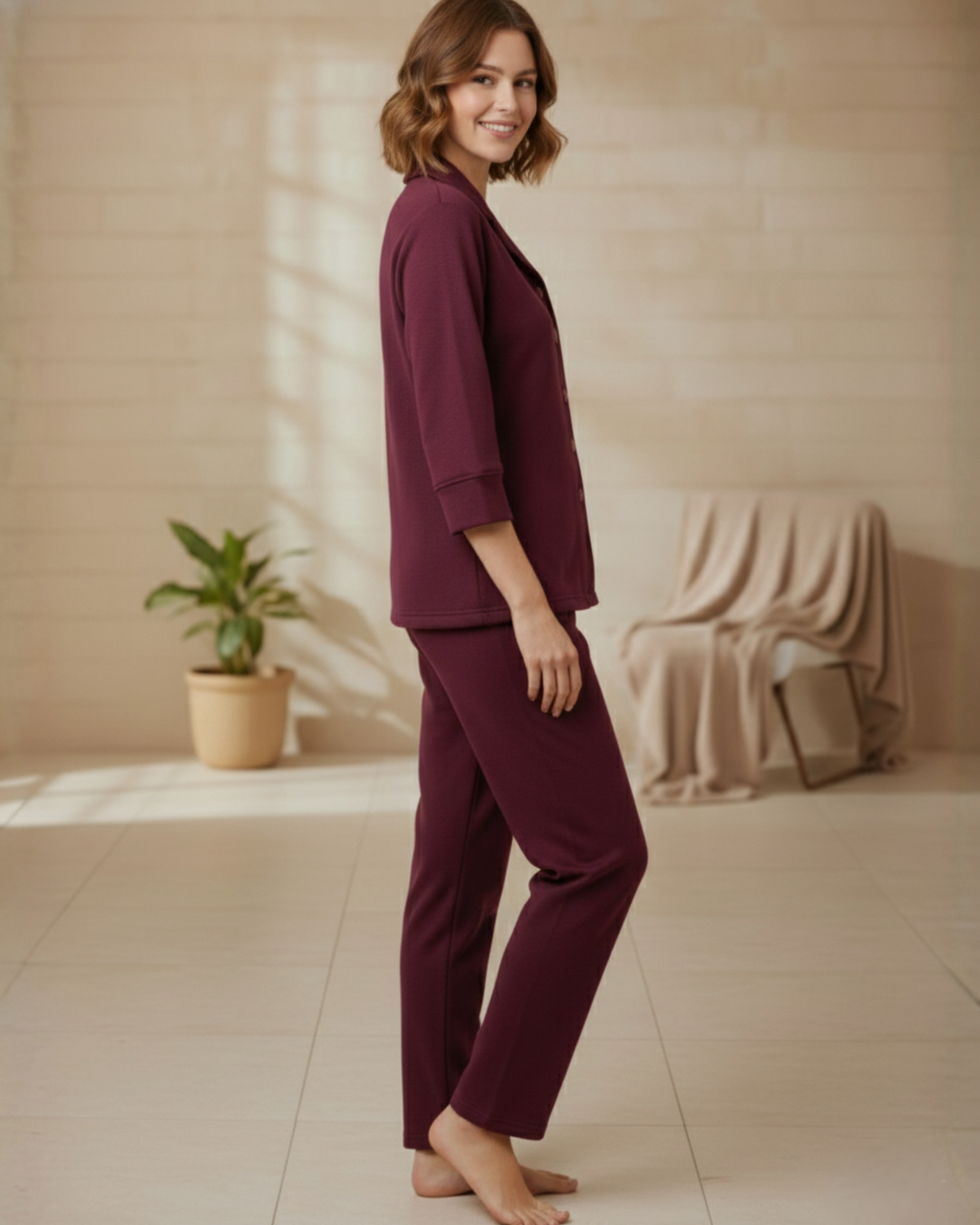 Vieviana Women’s Front Open Nightwear | Full Sleeves Button-Down Nighty | EV5006
