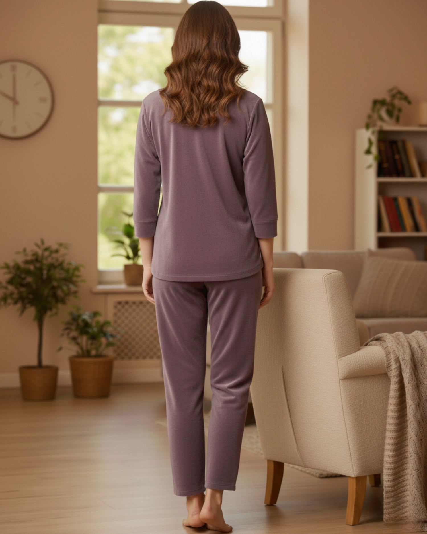 Vieviana Front Open Full Sleeves Nightwear for Women | Soft Cotton Comfort Night Suit | EV5007 Onion Pink