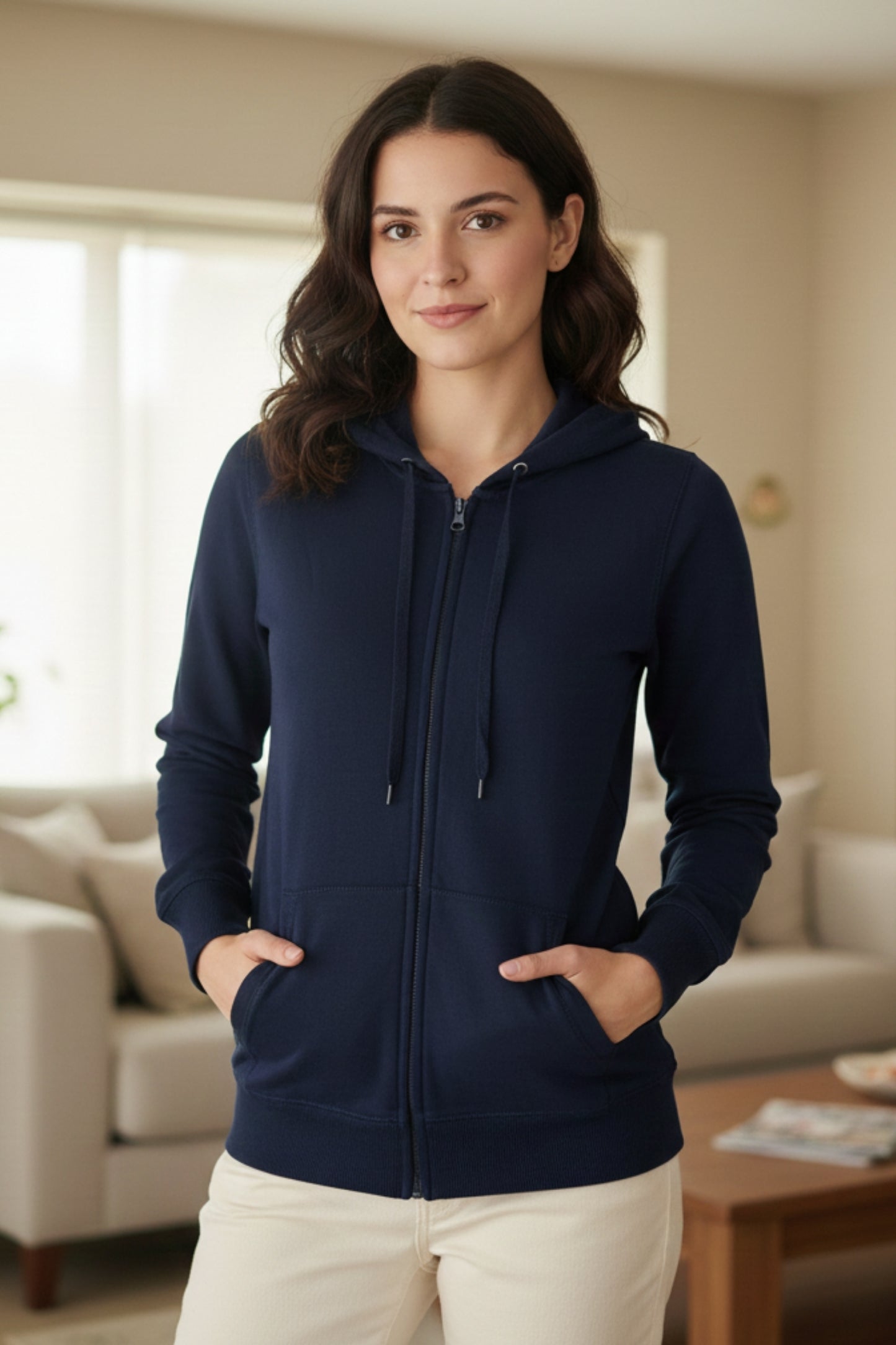Vieviana Women’s Athleisure Jacket | Winter Zipper Jacket | Cozy Cotton Rich Outerwear | EV613 Navy