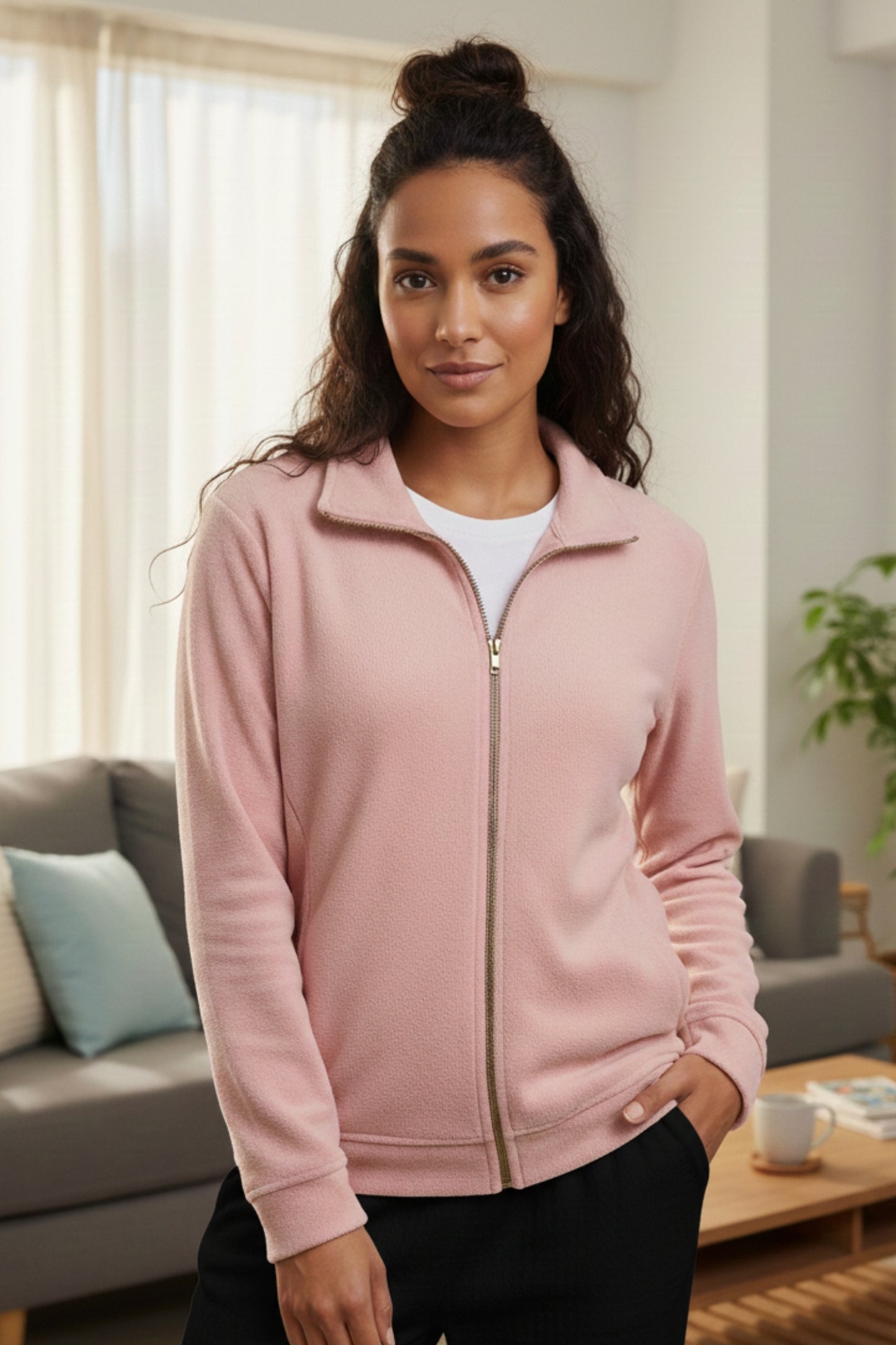 Vieviana Women’s Athleisure Jacket | Winter Zip-Up Jacket | Cotton Rich Warm Outerwear | EV614