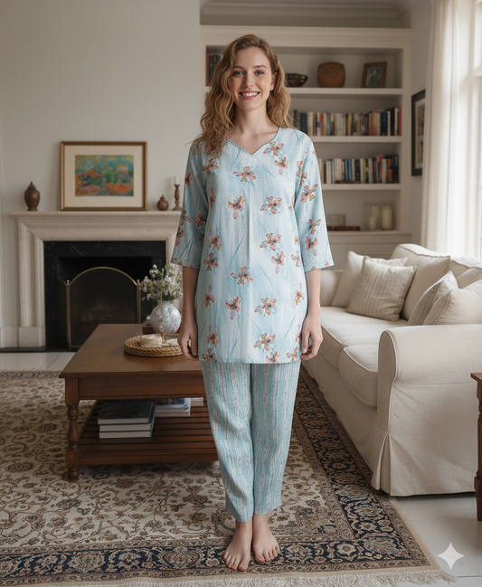 Fablush Women's Kurti Nightsuit | 100% Rayon | Fb15015