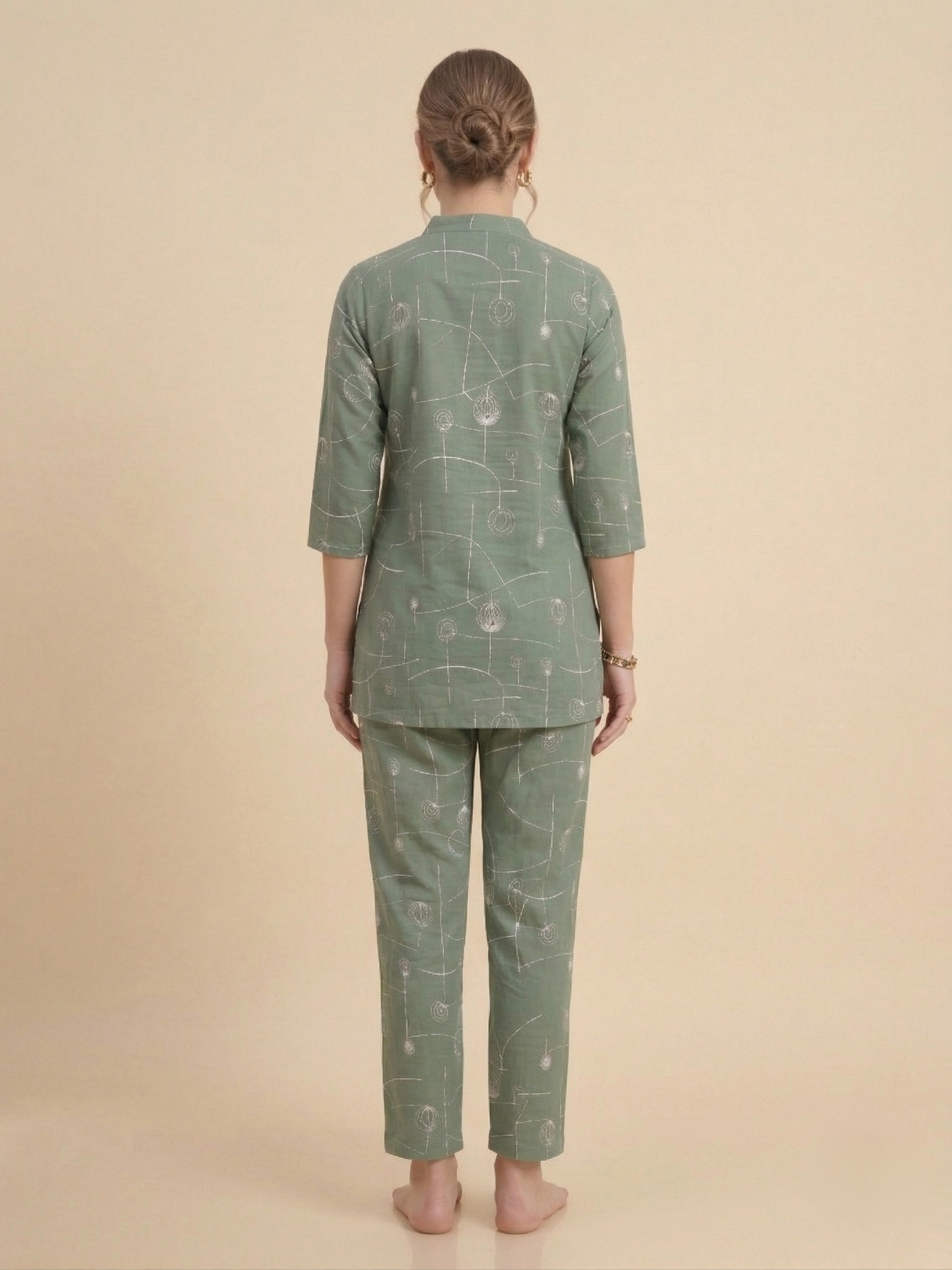 Fablush Women’s Cotton Rich Co-Ord Set | Soft Comfortable Lounge Wear Set | FB15016 Green