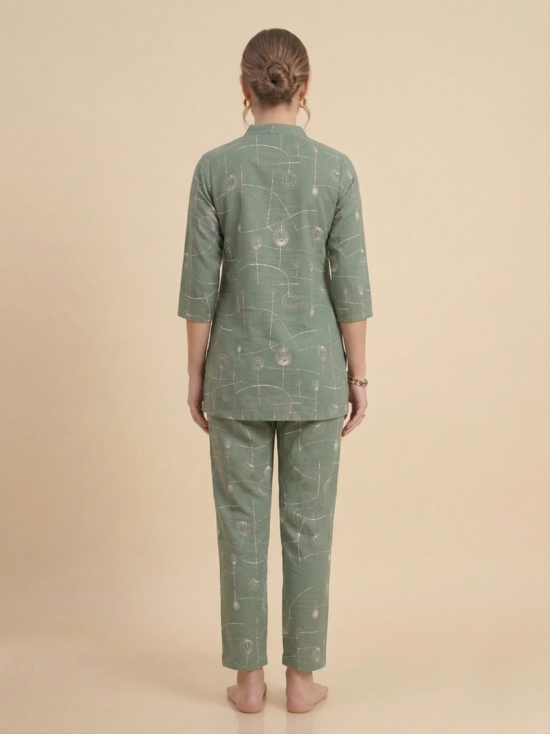 Fablush Women’s Cotton Rich Co-Ord Set | Soft Comfortable Lounge Wear Set | FB15016 Green