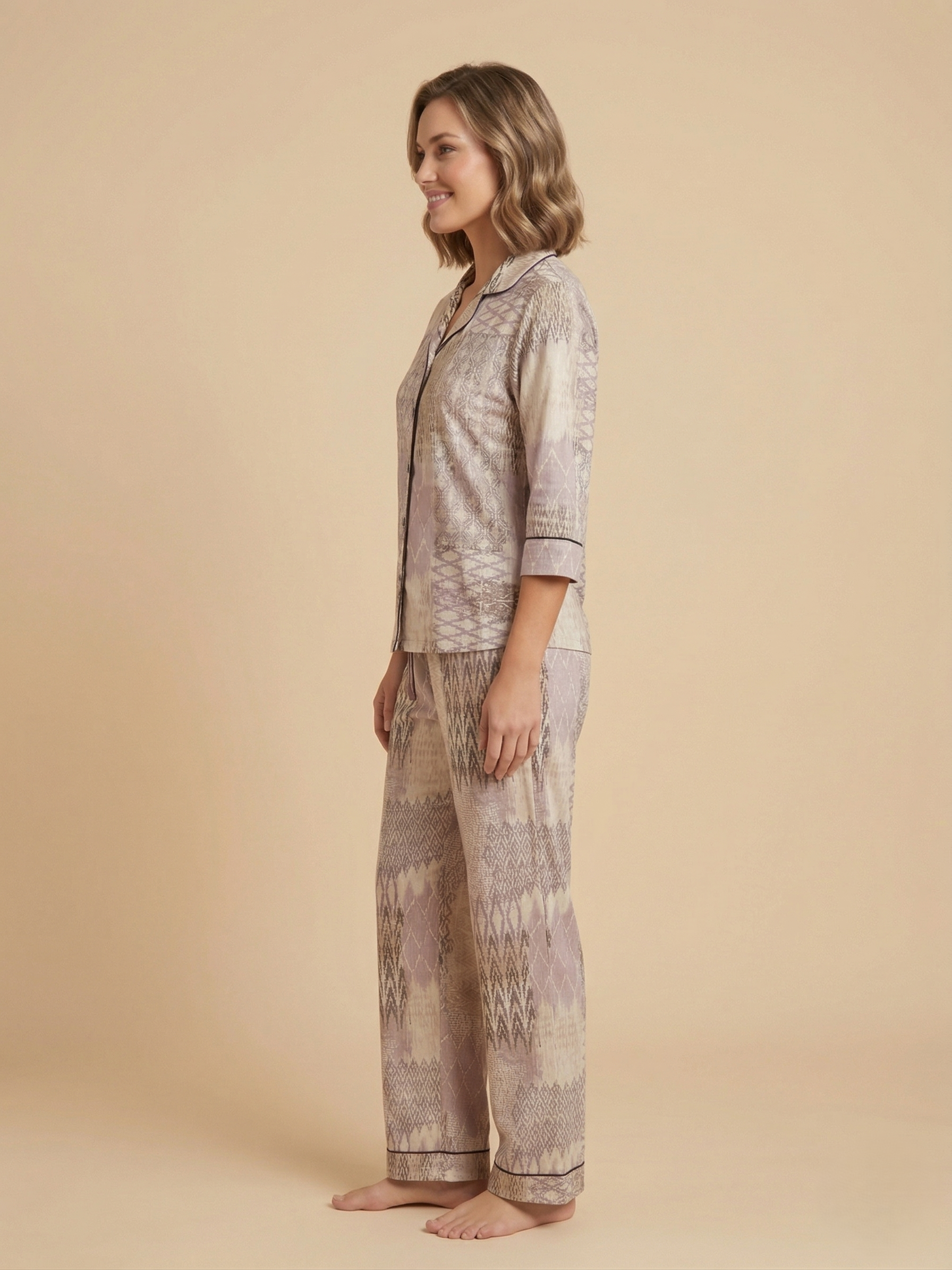Fablush Women’s 100% Rayon Front Open Nightsuit | Soft Breathable Nightwear Set | FB17029 Dusty Rose Print