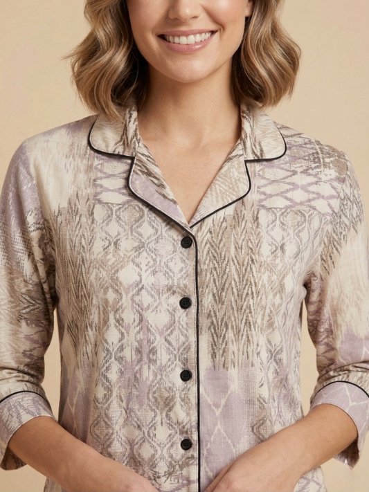 Fablush Women’s 100% Rayon Front Open Nightsuit | Soft Breathable Nightwear Set | FB17029