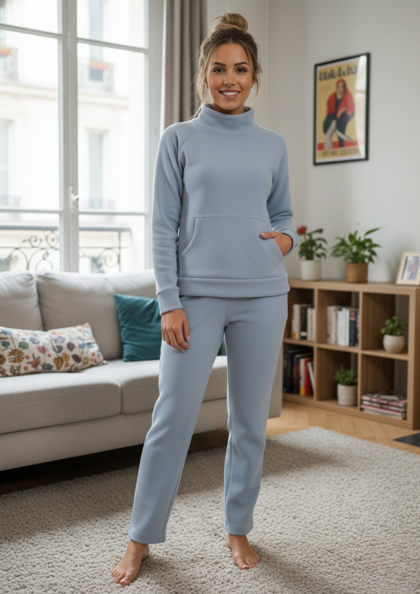 Fablush Women’s Full Sleeves PJ Set | Antipeeling Hi Neck Tracksuit Nightwear | FB34003