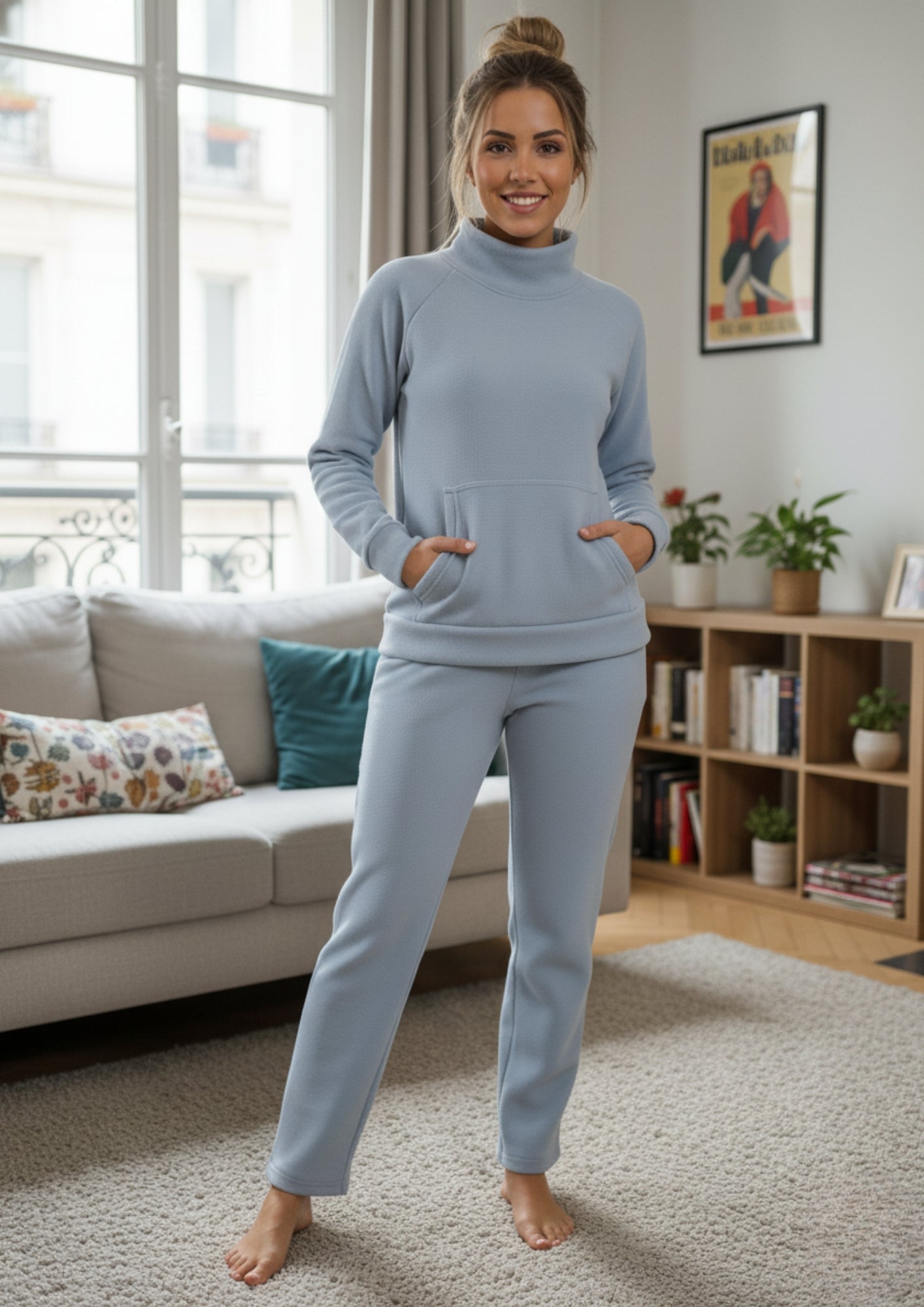 Fablush Women’s Full Sleeves PJ Set | Antipeeling Hi Neck Tracksuit Nightwear | FB34003
