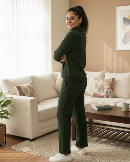 Fablush Women’s Full Sleeves PJ Set | Antipeeling Hi Neck Tracksuit Nightwear | FB34003