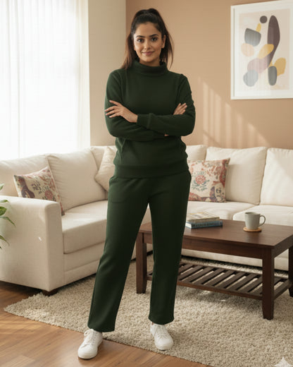 Fablush Women’s Full Sleeves PJ Set | Antipeeling Hi Neck Tracksuit Nightwear | FB34003