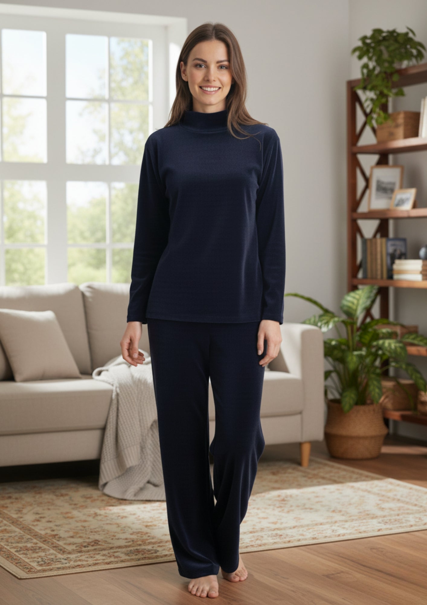 Fablush Women’s Full Sleeves PJ Set | Polyamide Lycra Stretch Nightwear | FB34004