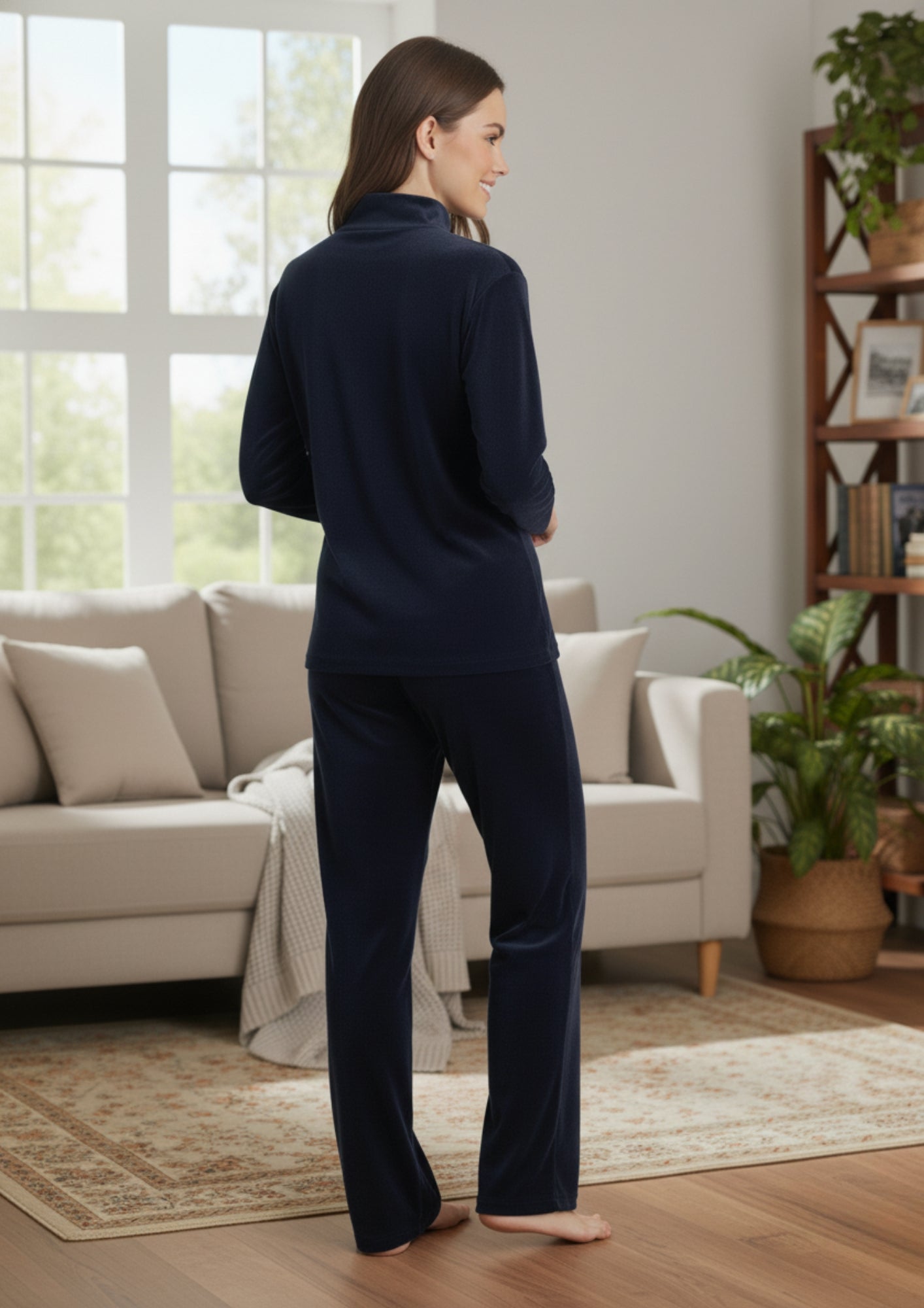 Fablush Women’s Full Sleeves PJ Set | Polyamide Lycra Stretch Nightwear | FB34004