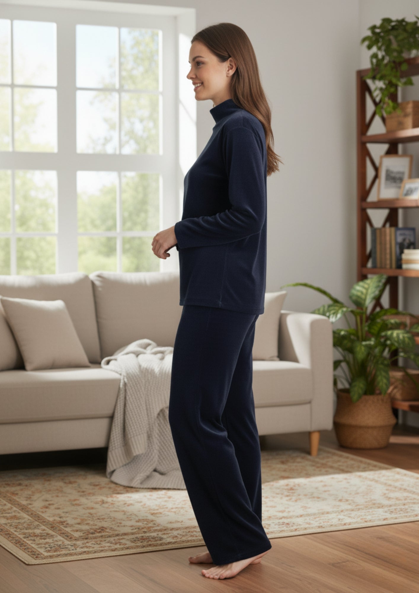 Fablush Women’s Full Sleeves PJ Set | Polyamide Lycra Stretch Nightwear | FB34004