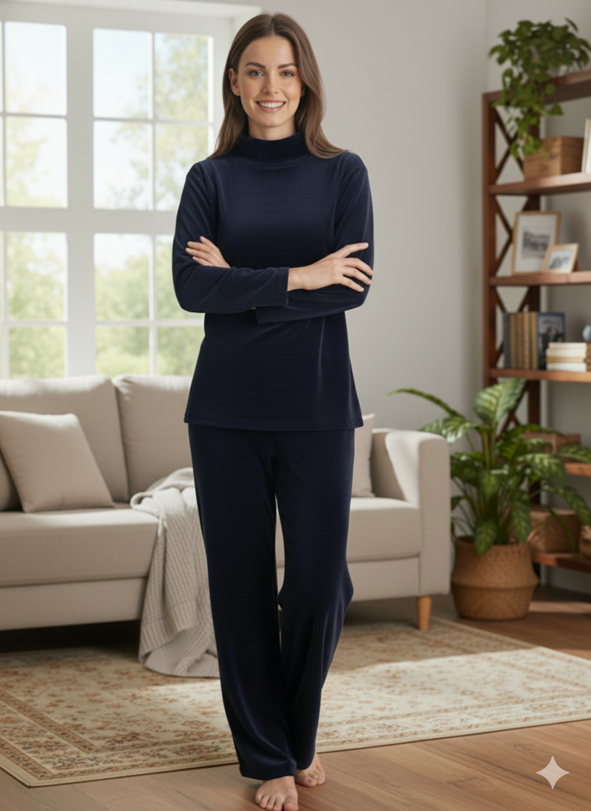 Fablush Women’s Full Sleeves PJ Set | Polyamide Lycra Stretch Nightwear | FB34004