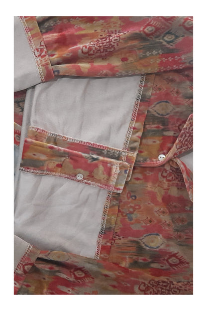 Fablush Women’s Front Open Full Sleeves Nightsuit | Soft Printed Velour Nightwear | FB37008