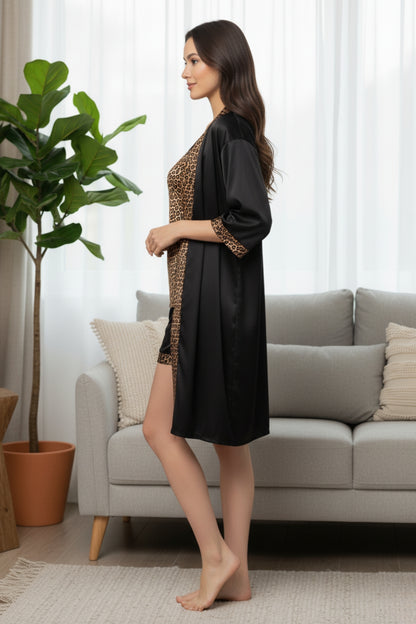 Fablush Women’s 3-Piece Satin Bridal Nightwear Set | Luxury Nighty, Robe & Slip | FB515