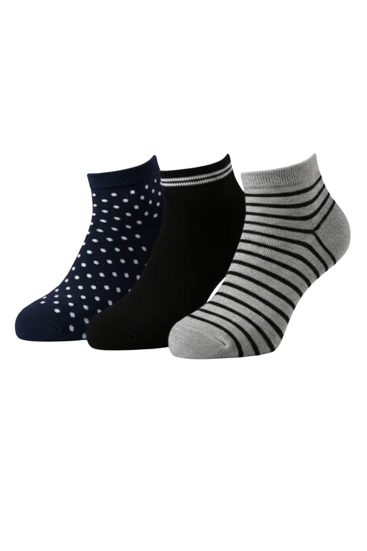 Fablush Men’s Low Cut Socks | Pack of 3 | Non Terry Cotton | Mix Color | FBMSLC
