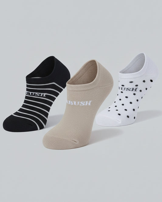 Fablush Men’s Loafer Socks | Non Terry Cotton | Pack of 3 | Mix Color | FBMSLO