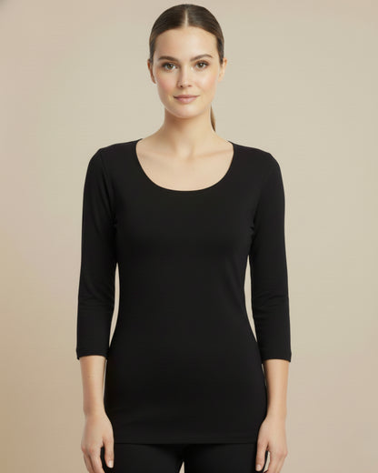 Fablush Women’s Thermal Top with 3/4 Sleeves | Cotton Rich Warm Innerwear | FBTH101