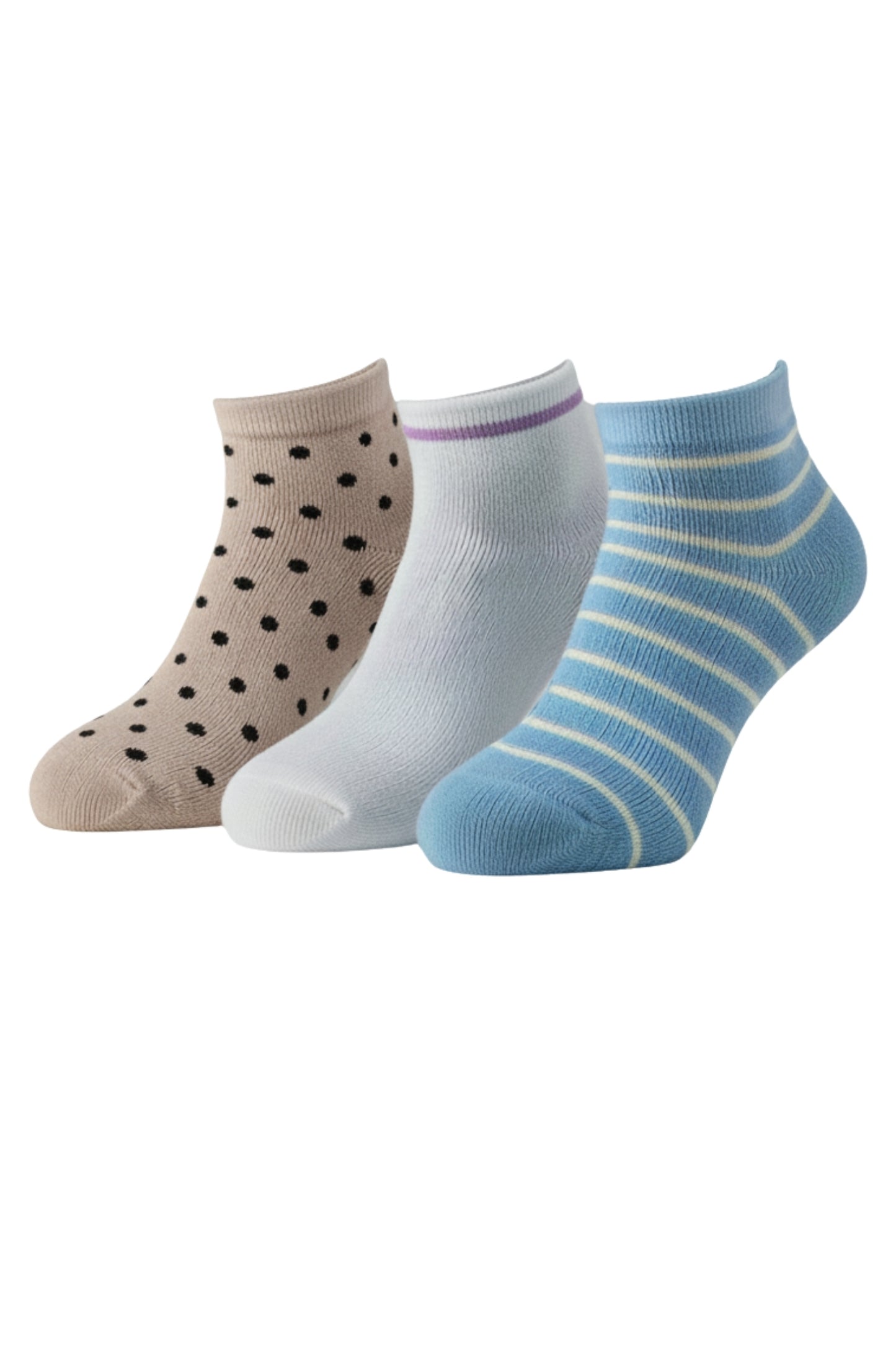 Fablush Women’s Ankle Socks | Pack of 3 | Non Terry Cotton | Mix Color | FBWSAK