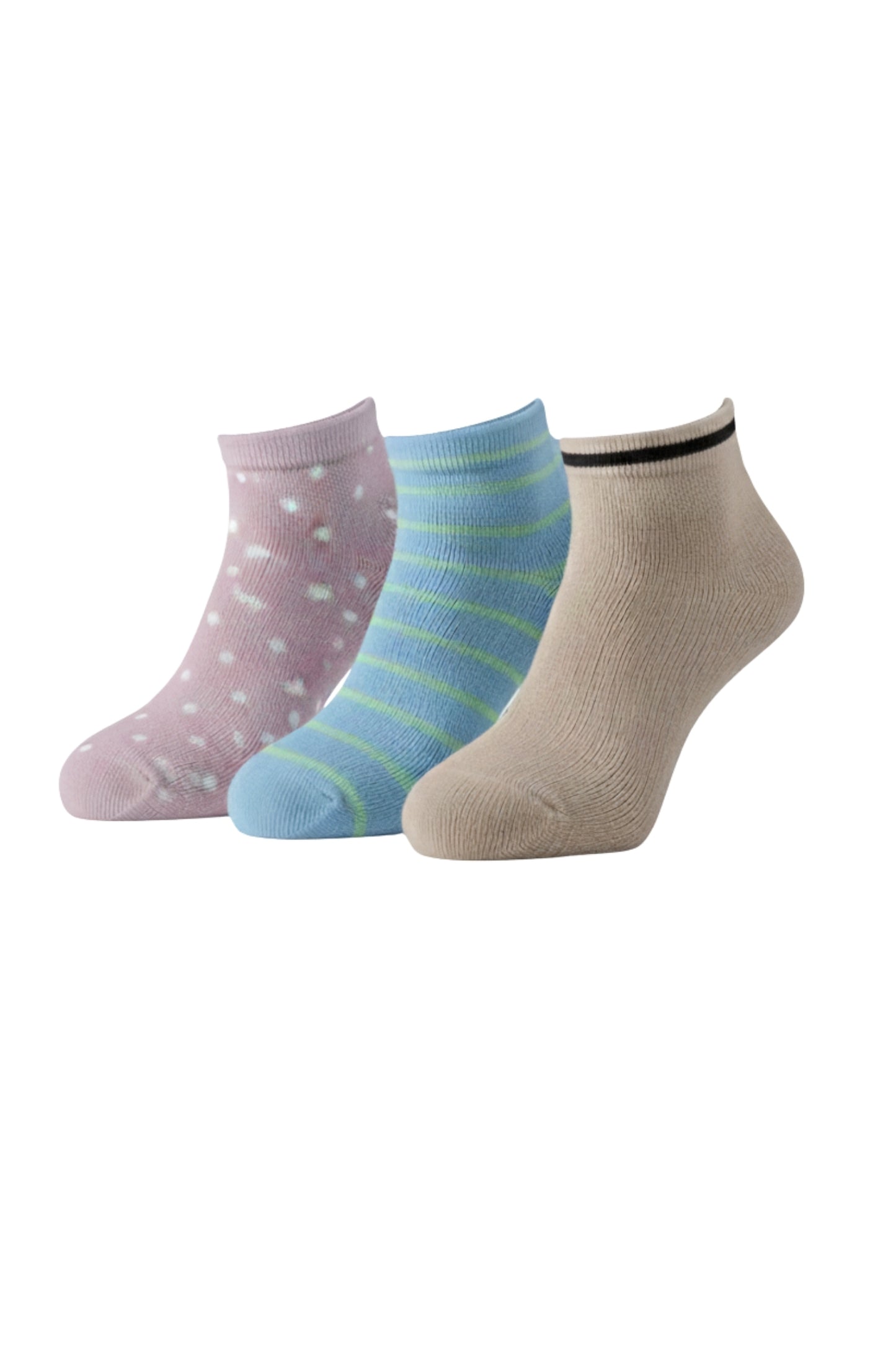 Fablush Women’s Ankle Socks | Pack of 3 | Non Terry Cotton | Mix Color | FBWSAK