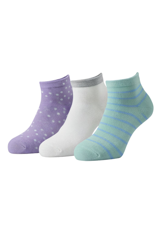 Fablush Women’s Low Cut Socks | Pack of 3 | Non Terry Cotton | Mix Color | FBWSLC