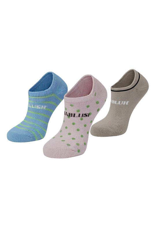 Fablush Women’s Loafer Socks | Pack of 3 | Non Terry Cotton | Mix Color | FBWSLO