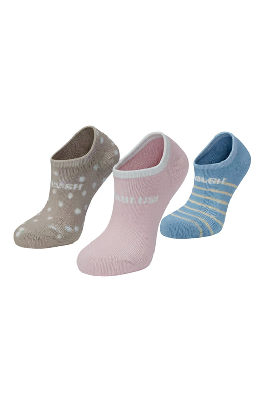 Fablush Women’s Loafer Socks | Pack of 3 | Non Terry Cotton | Mix Color | FBWSLO