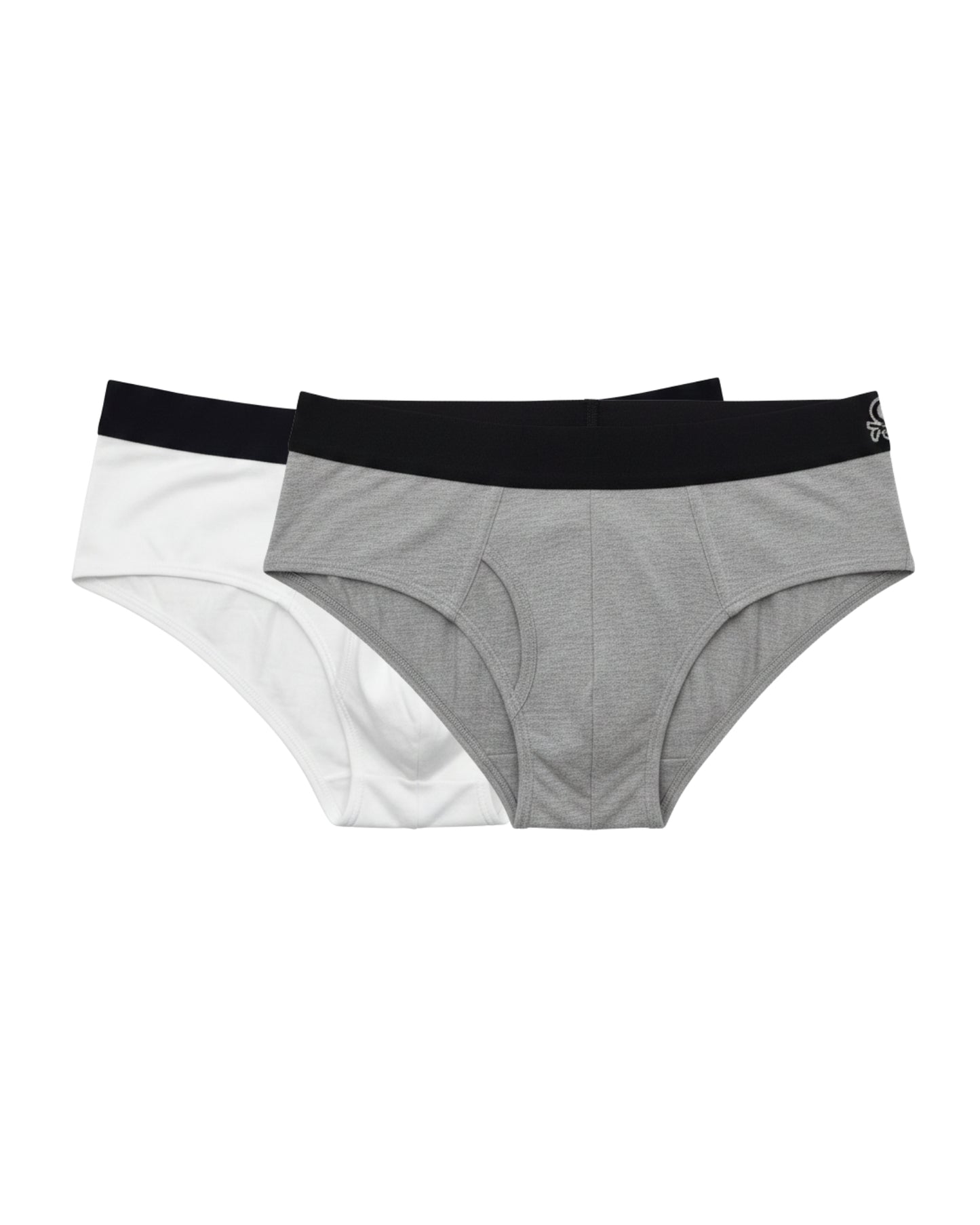 Benetton Men’s 100% Cotton Brief 01C3096ula02i Pack of 2 | Soft Breathable Everyday Underwear White Grey Melange