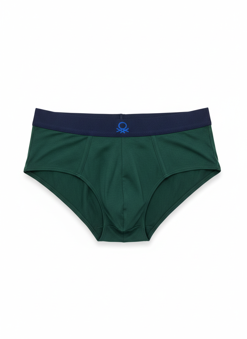 Benetton Men’s Cotton Elastane Brief 01C3096ula06i Pack of 2 | 93% Cotton 7% Elastane Stretch Underwear