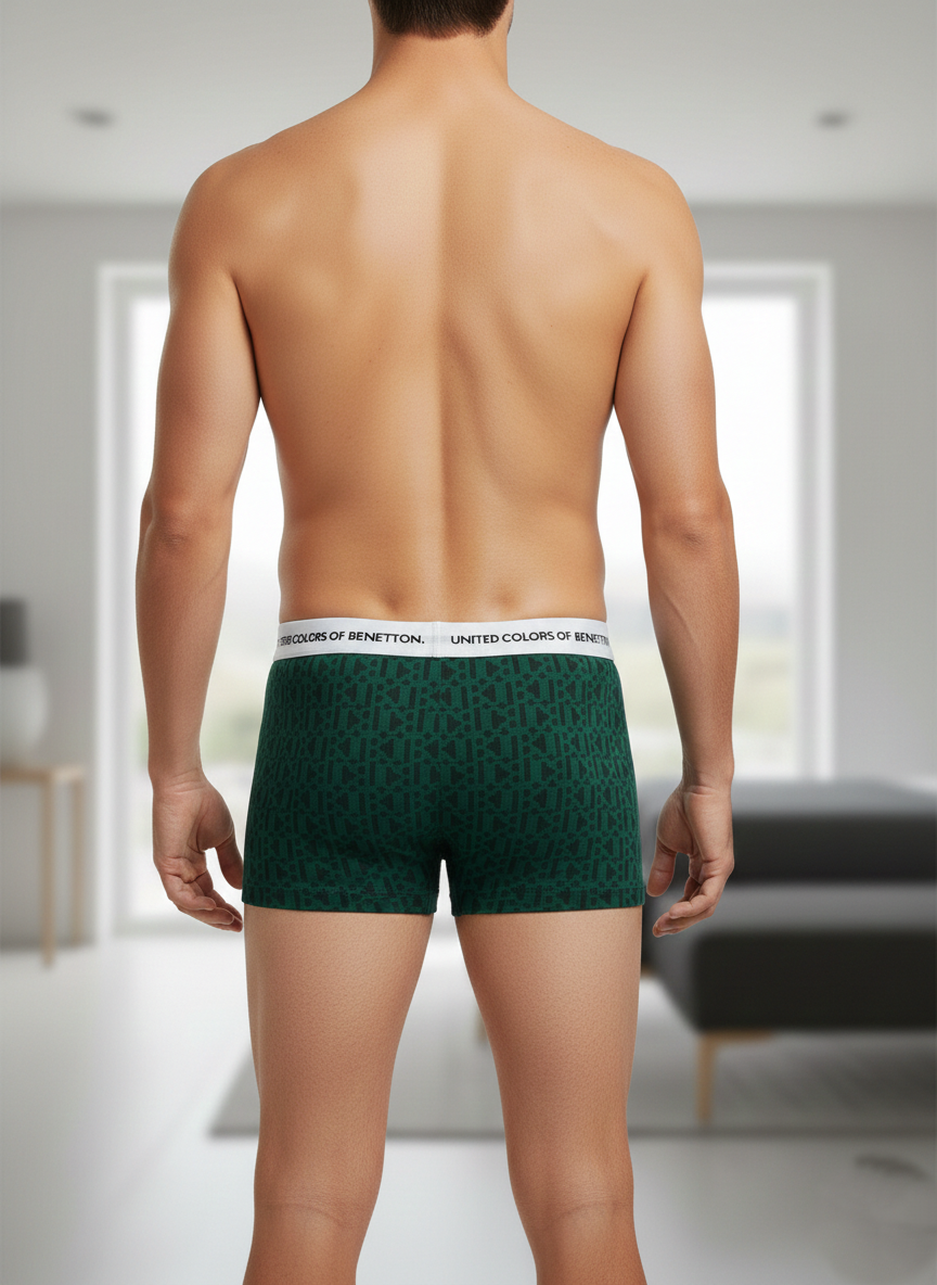 Benetton Men’s Cotton Elastane Trunk 01C3096ula09i | 93% Cotton 7% Elastane | Stretch Comfort Underwear