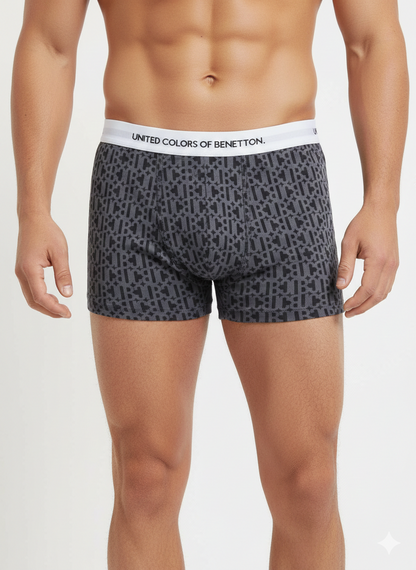 Benetton Men’s Cotton Elastane Trunk 01C3096ula09i | 93% Cotton 7% Elastane | Stretch Comfort Underwear Grey