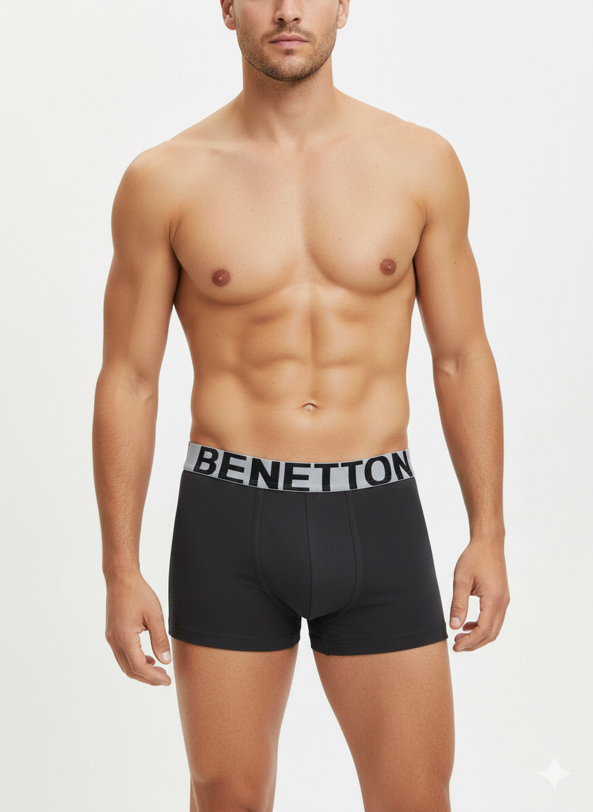Benetton Men’s Supima Cotton Trunk 01C3096ula11i | Premium Soft Breathable Underwear Charcoal