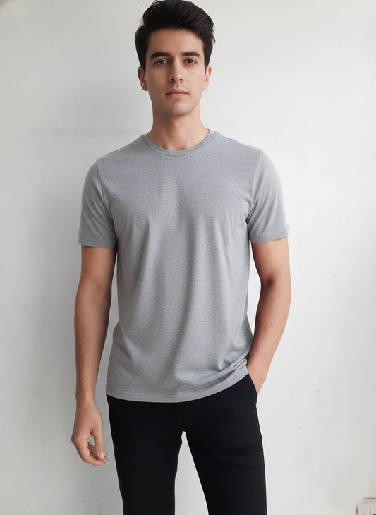 Benetton Men’s Athleisure T-Shirt 01C3096ula17i | 60% Cotton 40% Poly | Soft Breathable Casual Wear Grey Melange