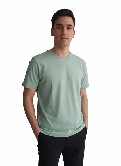 Benetton Men’s Athleisure T-Shirt 01C3096ula17i | 60% Cotton 40% Poly | Soft Breathable Casual Wear Sea Green