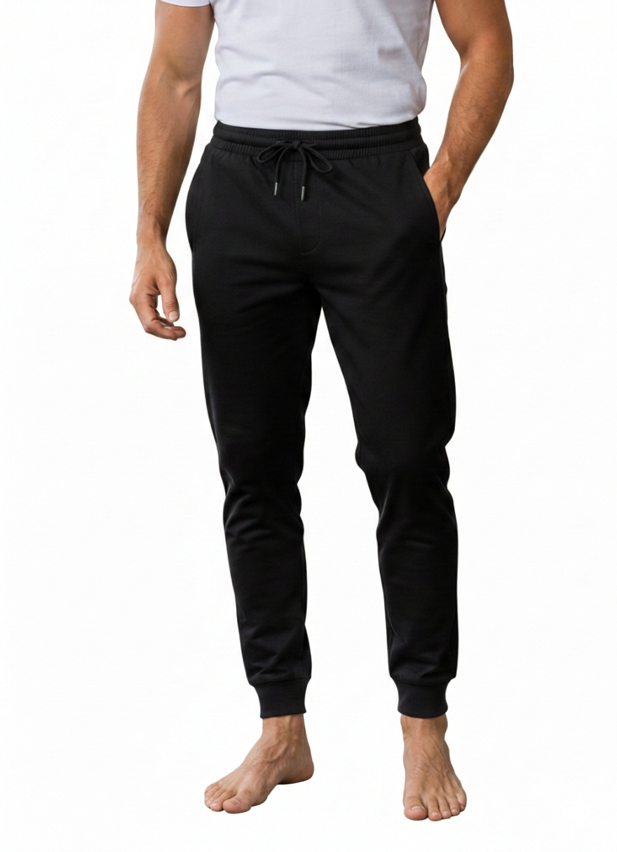 Benetton Men’s 100% Cotton Joggers 01C3096ula18i | Soft Breathable Athleisure Track Pants Black