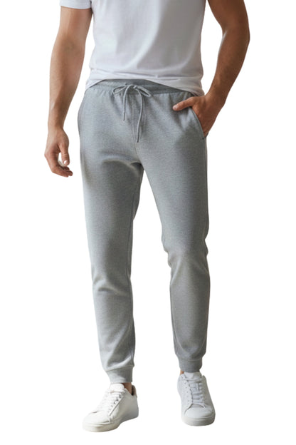 Benetton Men’s 100% Cotton Joggers 01C3096ula18i | Soft Breathable Athleisure Track Pants Grey Melange