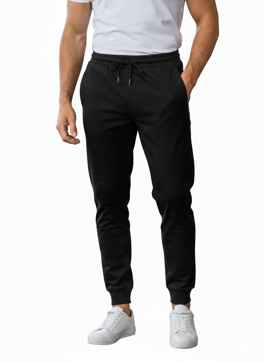 Benetton Men’s 100% Cotton Joggers 01C3096ula19i | Athleisure Track Pants | Soft Breathable Comfort Black
