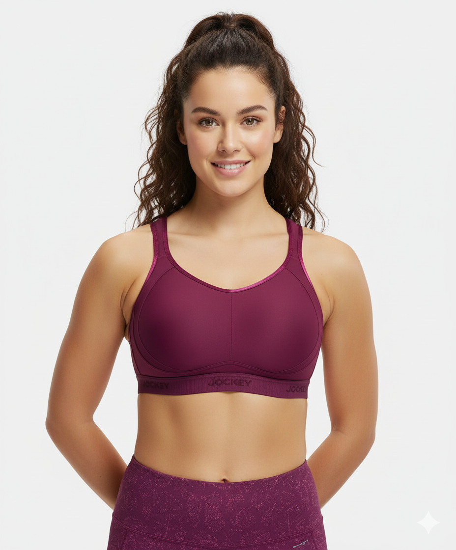 Jockey Women’s Sports Bra | Lightweight Supportive Activewear | Stretch Comfort Fabric | MI11 Grape Wine