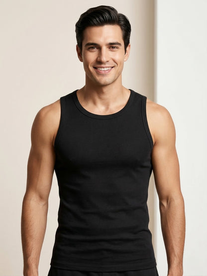 Benetton Men’s Cotton Elastane Fashion Vest 23P3menuc157i | Stretch Fit Stylish Undershirt 100