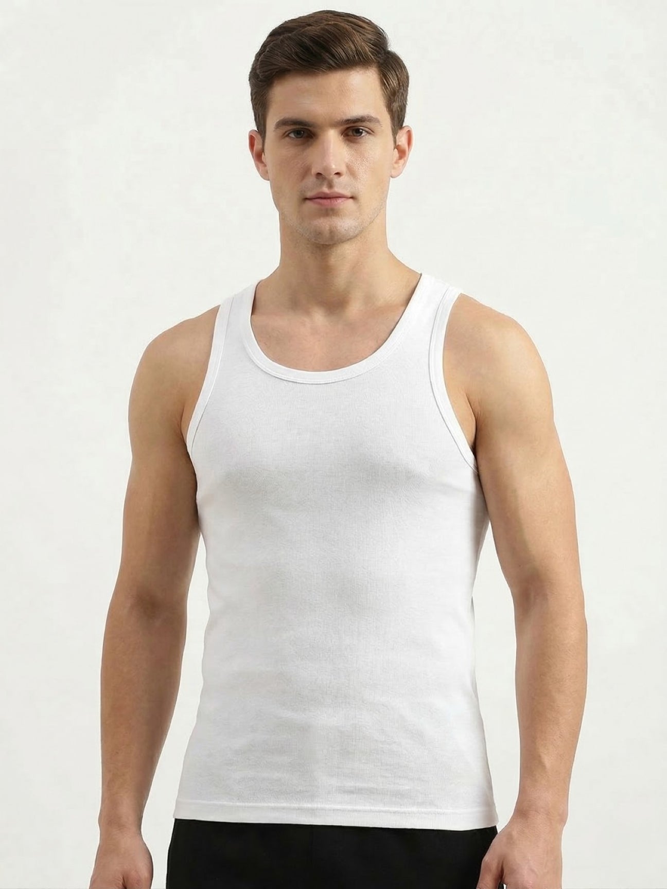 Benetton Men’s Cotton Elastane Fashion Vest 23P3menuc157i | Stretch Fit Stylish Undershirt 101