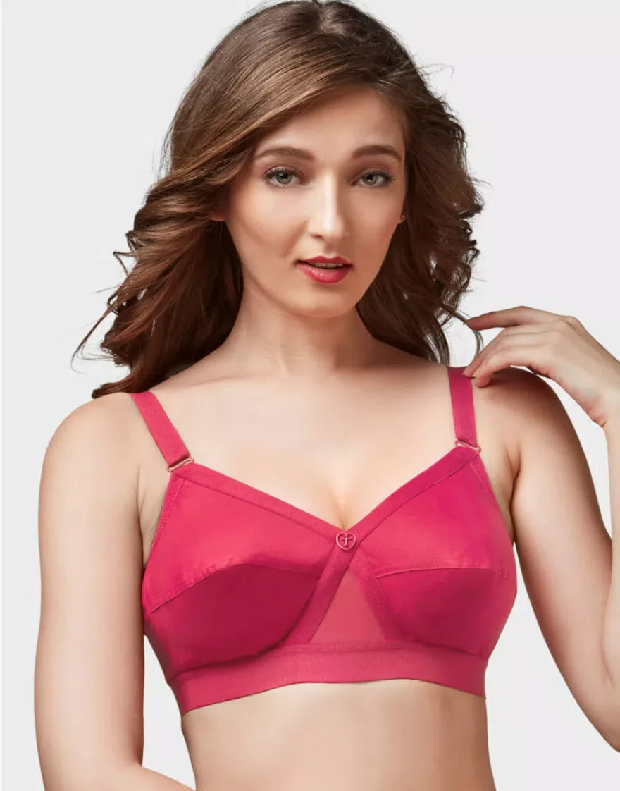 Trylo Krutika Plain Women’s Cotton Bra | Non-Padded Full Coverage | 100% Soft Cotton Comfort