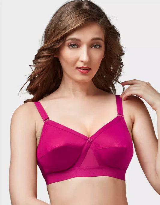 Trylo krutika plain womens cotton non padded bra-5