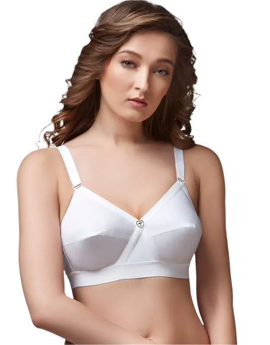 Trylo Women 100% Cotton Non Padded Bra-1 | Krutika Plain | White